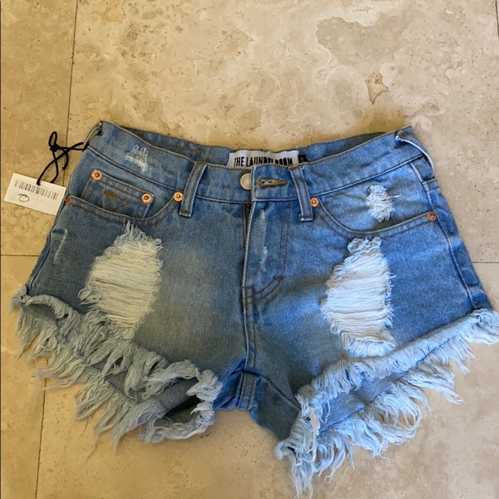 Light blue jean shorts